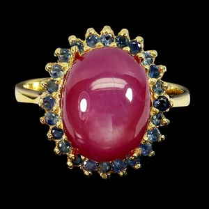 925 Anello Argento Sterling Ovale Rubino 12x9mm Zaffiro Naturale Gemma Jewelry 7 - Foto 1 di 14