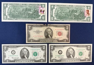 5 billetes de $2 2 nítidos UNC Minnesota 1976 y 2003, 1953 B sello rojo, 2 1976 estampados - Imagen 1 de 10