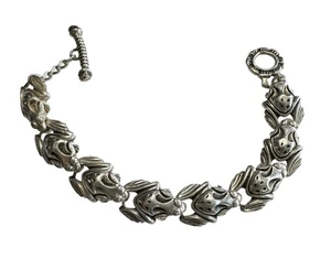 CARL PRIOLO Sterling Silver 925 Figural FROGS Link Bracelet marked CHIARA - Picture 1 of 6
