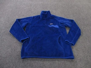 Patagonia Jacket Womens L Blue Snap T Fleece Fuzzy Sweater Outdoors Camping - Picture 1 of 9