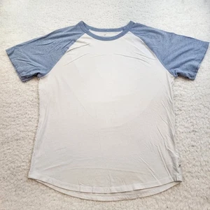 American Eagle Outfitters Camiseta Raglán Para Hombre L Blanco Azul Suave 100% Algodón - Imagen 1 de 8