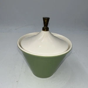 Green Sugar Bowl Atomic MCM Kitchen Decor Salem Maple Leaf G2 - Picture 1 of 6