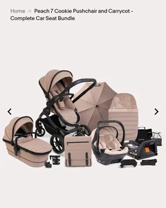 iCandy Peach 7 Cookie Pushchair and Carrycot - Complete Car Seat Bundle New - Picture 1 of 15