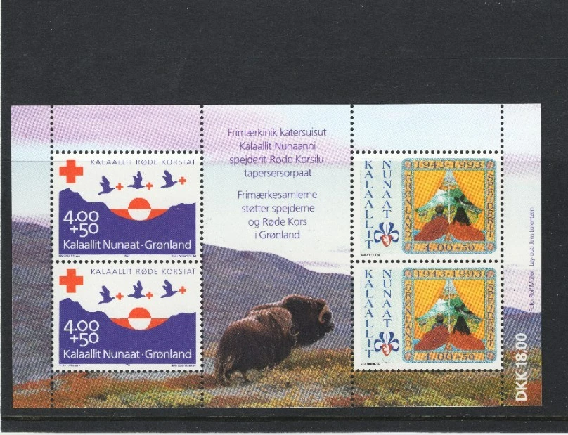 GROENLANDIA 1993 MNH SOUVINIR HOJA EXPLORADORES SEMIPOSTAL Foto 1 de 1