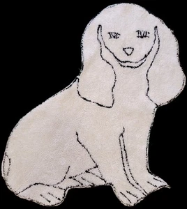 Vintage Homemade Throw Rug Bath Mat Dog Shape White - Picture 1 of 6