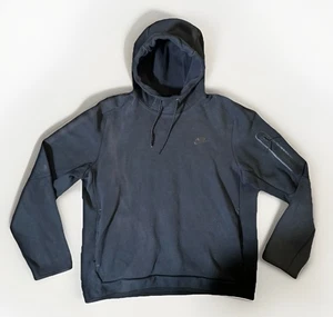 Sudadera con capucha Nike Tech polar negra para hombre manga grande bolsillo con cremallera atlética - Imagen 1 de 4