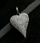 Pave Diamond Heart 925 Silver Lover Pendant Necklace Fine Diamond Jewelry Gift