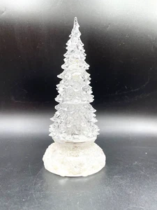 Vintage Weihnachtsbaum durchsichtig Kunststoff Tischplatte Dekoration mit farbigen Lichtern 9 Zoll - Bild 1 von 3