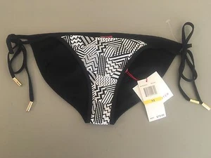 Red Carter String Bikini Bottoms Size Medium Black White Geometric Print NWT - Picture 1 of 9