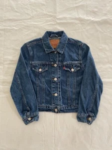 Vintage frühe 00er Levi's Jeansjacke Größe Jugend Medium alle Baumwolle dunkle Waschung  - Bild 1 von 8