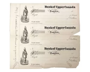 Seltene antike 1850er Jahre Bank of Upper Canada Hamilton Schecks Blankoscheck - Bild 1 von 3