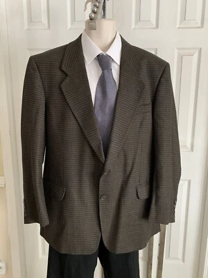 RUFFINI Italy 2B sport coat blazer jacket  black  brown wool tweed  check 44 R - Image 1 of 4