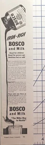 Bosco Bebida Sabor Chocolate Mezcla Vitaminas Salud Anuncio Impreso Vintage 1943 - Imagen 1 de 4