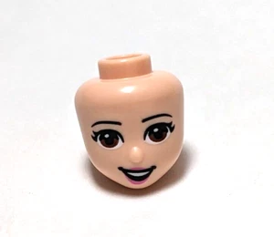 Lego - Mini Doll Heads - Female, Brown Eyes, Smile, Light Skin, Pink Lips - Picture 1 of 1