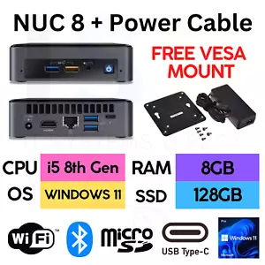 Intel NUC NUC8i5BEK Mini PC i5 8th Gen 8GB RAM 128GB SSD Windows 11 WIFI Plex PC - Picture 1 of 12