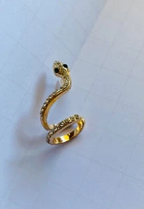 Snake Cuff/Stud, Emerald eyes, Gold plated zinc - Picture 1 of 5