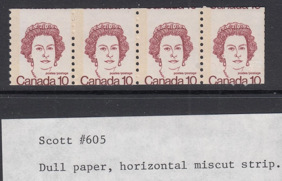 Canada: #605 10c QEII Definitive Coil Shift Variety* Bileski note MNH - Image 1 of 1