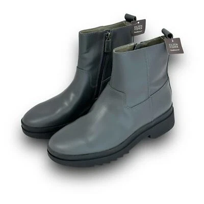 Eileen Fisher Floyd Botas de Lluvia de Cuero Impermeables para Mujer Talla 9 Gris Nuevo Foto 1 de 4