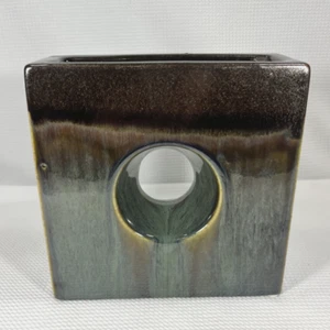 Kobaltblaue Donut Vase - Moderne Kreis Keramik Keramik Wohndeko Akzent - Bild 1 von 8