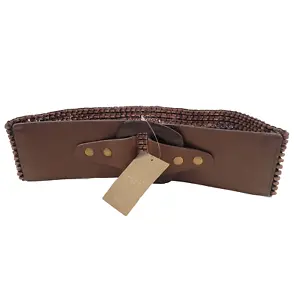 Anthropologie NEW Wood Leather Stretch Belt Women's Size M 81341 MSRP $48 - Picture 1 of 8