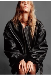 Zara Oversized Leather Bomber Jacket - Picture 1 of 4