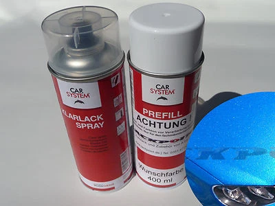 Spraydosen Set a 400ml Autolack Basislack Candy Blau Metallic +Klarlack Tuning - Bild 1 von 2