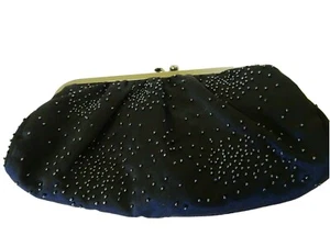 Vintage Express Ladies Black Beaded Formal Handbag/Purse-Metal Frame w. Snap-LKN - Picture 1 of 6