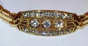 Crystal Faux Diamond Gold Plated Bracelet - Jacqueline Kennedy Camrose & Kross - - Picture 1 of 5