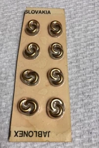 Vintage 8 Jablonex Glass Gold Trim Buttons 1/2" Button Lot 104-70 - Picture 1 of 3