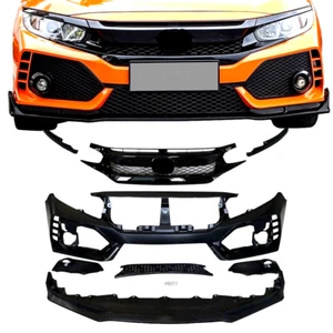 Fits 16-21 Honda Civic 10th-Gen Sedan Coupe Type-R Front Bumper Cover PP 8pieces - Picture 1 of 4