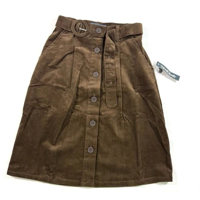 New ModCloth Girl Detective A Line Skirt Brown Corduroy Size XS - Image 1 of 4