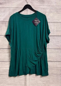 Ava & Viv Twist Front Detail Short Sleeve Blouse Women Size 2X - Picture 1 of 2