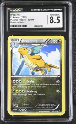 CGC 8.5 Dragonite 2013 Plasma Freeze 83/116 Reverse Holo Pokemon Card - Image 1 of 2