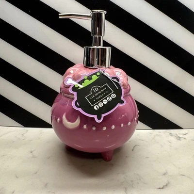 Pink Cauldron Ceramic Soap Dispenser - Halloween Witch’s Potion Decor - Image 1 of 4