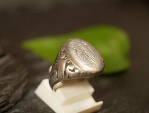 835 Silber Ring Jugendstil Art Deco Antik Siegelring Gravur Verzierungen - Picture 1 of 13