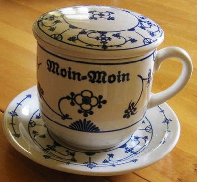 Moin Moin, Friesenteetasse/-pott, Indisch blau, Strohblumen - Bild 1 von 4