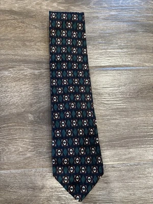 Corbata Geoffrey Beene Para Hombre 100% Seda Geométrica Chocolate Marrón Cazador Verde Azul Marino Foto 1 de 4