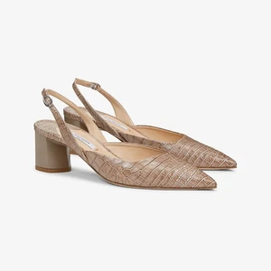 M.M. LaFleur The Irene Slingback Embossed Croc Block Heel Women 38.5 Rosy Taupe - Picture 1 of 14