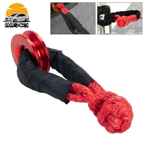 Red Heavy Duty Recovery Ring Snatch Block Pulley Soft Shackle Tow Winch Rope - Picture 1 of 12