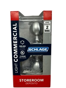 Schlage Orbit Gewerbe Abstellraum Türknauf Satin Chrom F80CSVORB626 NEU - Bild 1 von 8