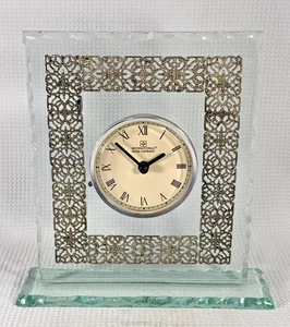 International Silver Co Quartz Kaminuhr - Glas & Silber filigranes Design - Bild 1 von 5