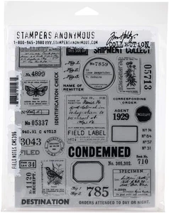 Tim Holtz Cling Stamps 7"X8.5"-Field Notes - Picture 1 of 1