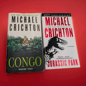 Michael Crichton Jurassic Park & Congo  2 Paperback Lot - Picture 1 of 5