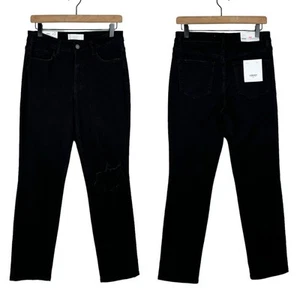 Vervet 29 NWT Skeeter Stretch Boyfriend Black Distressed High Rise Straight Jean - Picture 1 of 8