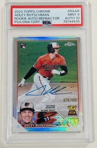 2023 Topps Chrome Adley Rutschman Rookie Auto Ref PSA/DNA MINT 9 /DNA 10 AUTO - Bild 1 von 3