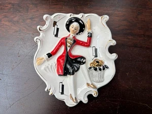 Vintage Porcelain Lady Dancing Wall Pocket Vase - Picture 1 of 3