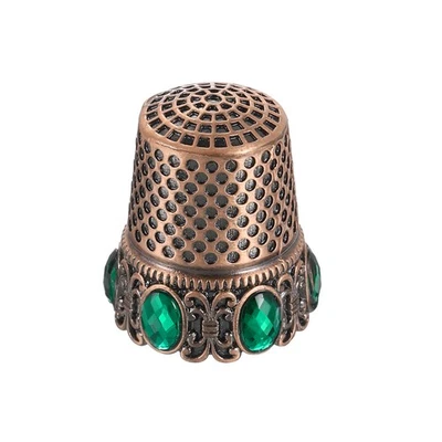 Protector de dedo de dedal de costura de acero inoxidable para dedal de costura, cobre rojo Foto 1 de 4