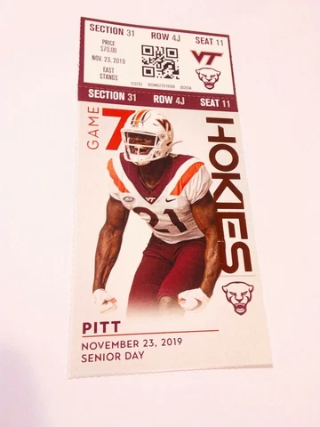 2019 Pittsburgh Pitt Panthers Virginia Tech Hokies Football Ticket Stub Cover