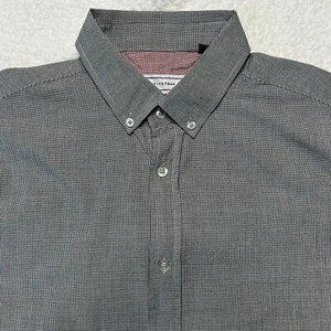 Five Four Bishop Button Front Shirt Mens Size XL Short Sleeve Gray - Picture 1 of 11