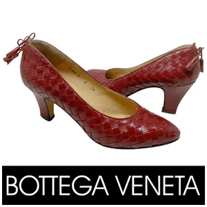 Vintage Bottega Veneta Sz 5.5 Intrecciato Woven Burgundy Leather Pumps Heels - Picture 1 of 10